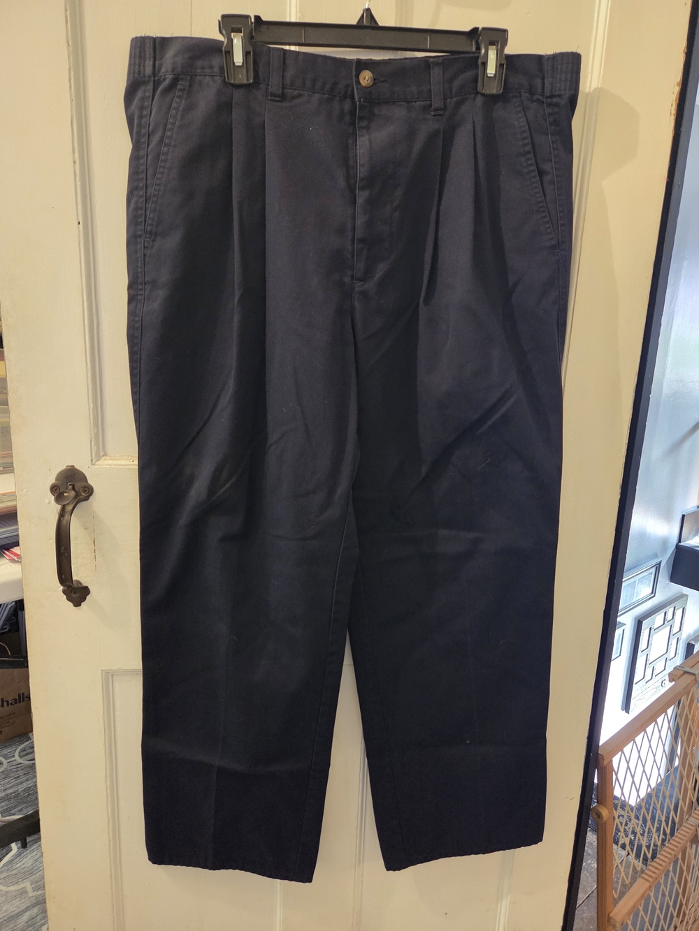 Classic Pleated Navy Chinos for Men